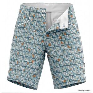 Nivo by Lanctot Womens‎ Golf Shorts Size 6 Geometric Abstract Print Teal Orange